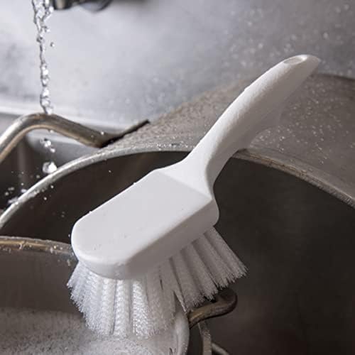 Carlisle FoodService Products 3662000 Flo-Pac Plastic Handle Utility Scrub Brush, Nylon Bristles, 2" Bristle Trim, 8" Length, White, 3 Count