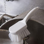 Carlisle FoodService Products 3662000 Flo-Pac Plastic Handle Utility Scrub Brush, Nylon Bristles, 2" Bristle Trim, 8" Length, White, 3 Count