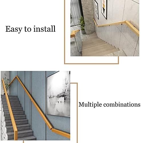 Wooden Stair Handrail for Elderly & Disabled, 18ft Non-Slip Pine Safety Handle with Bracket, Sturdy Support for Stairs & Home, Easy Installation, Enhanced Safety & Comfort