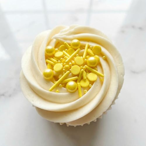 Pearl Sugar Christmas Sprinkles Candy 120g/4.2oz Mixing Size Baking Cake Decorations Cupcake Toppers Jimmies Cookie Decorating Celebrations Wedding Shower Party Chirstmas Supplies (Yellow)