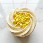 Pearl Sugar Christmas Sprinkles Candy 120g/4.2oz Mixing Size Baking Cake Decorations Cupcake Toppers Jimmies Cookie Decorating Celebrations Wedding Shower Party Chirstmas Supplies (Yellow)