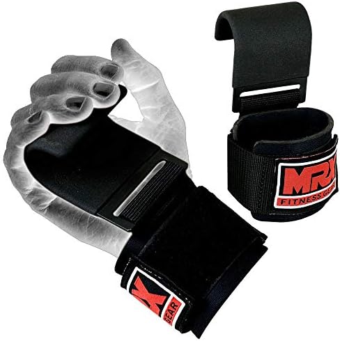 MRX BOXING & FITNESS Weight Lifting Hooks for Men & Women Thick Wrist Padding Weight Lifting Grips for Powerlifting, Shrugs, Rows & Deadlift Support