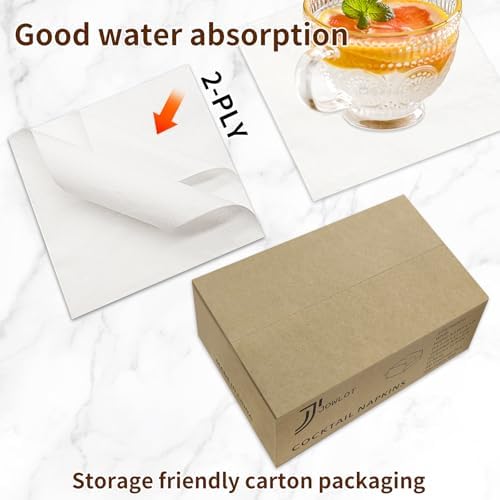 Cocktail Napkins - 1200 Count 2-Ply White Napkins Disposable, 4.5 x 4.5 Inch Folded Paper Napkins Bulk Beverage Napkins for Dinner Wedding Bar Party and Everyday Use