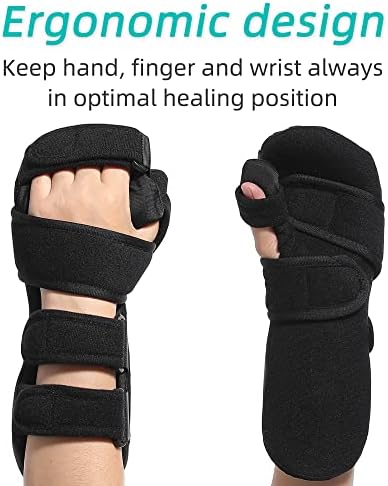 Fanwer Stroke Resting Hand Splint - Night Immobilizer Wrist Finger Brace for Flexion Contractures, Functional 5 Finger Stabilizer Wrap - for Muscle Atrophy Rehab, Arthritis, Tendonitis (Left, Large)