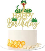 Kaoenla Glitter Snake Happy Birthday Cake Topper- snake theme happy birthday cake decoration animal theme birthday supplies decoration、Baby Party 、Boy and Girl Happy Birthday Party supplies decoratio