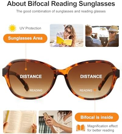 3 Pack Bifocal Reading Sunglasses for Women,2 in 1 Sun Readers with Spring Hinge & UV400 Protection