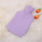 Fashy Hot Water Bottle with Quilted Cotton Purple Cover (2L, 67oz) – Made in Germany
