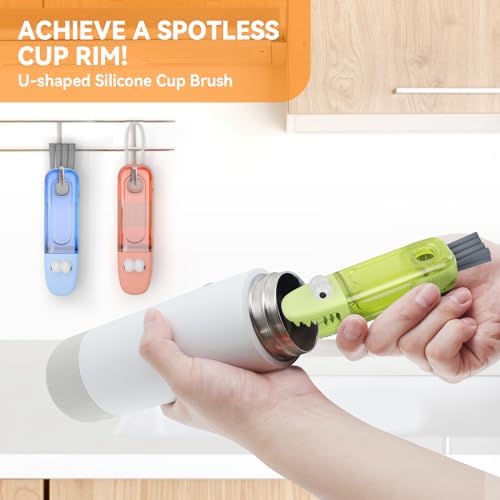 3 in 1 Cup Lid Gap Cleaning Brush Set, Multifunctional Bottle Cleaning Brush, Silicone Cup Lid Gap Cleaner, Home Kitchen Crevice Cleaning Tools (Multicolored)