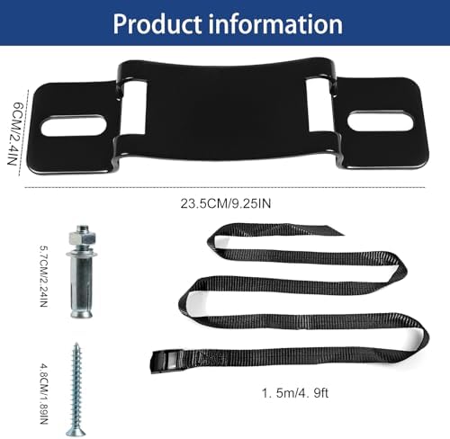 2PCS Gas Cylinder Wall Mounted Brackets, with 59 inches Safety Nylon Belt, Steel Propane Tank Holder, Heavy Duty Oxygen Nitrogen Tank Bracket for OTG Rv Water Softener - Black