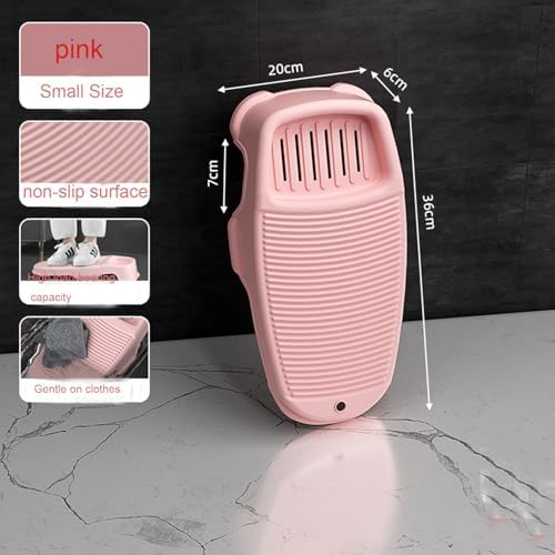 Portable Plastic Laundry Washboard with Non-Slip Base & Holder, Hand Wash Board for Clothes, Household Washing Scrub Board (Pink, 8 * 14.4inch)