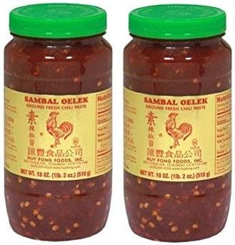 Huy Fong Sambal Oelek Ground Fresh Chili Paste (Large 18 oz Jars) 2 Pack