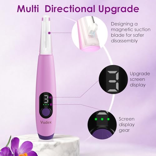 Sonic Dermaplane Razor for Women Facial Peach Fuzz Remove - Facial Hair Removal Kit with 12 Blades, 3 Speeds & LED Light