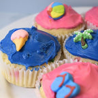 Oasis Supply Edible Beach Cake/Cupcake Toppers – 15 Ct Royal Icing Set with Ice Cream, Palm Trees, Sandals & Beach Balls