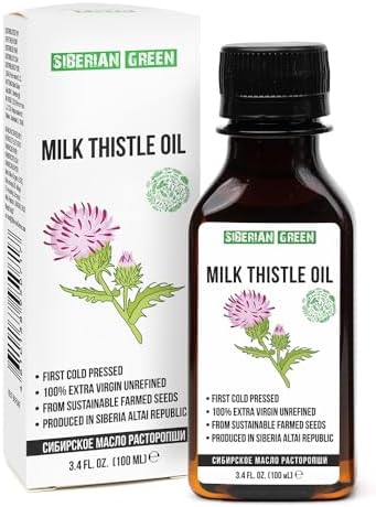 Siberian Milk Thistle Oil | 100% Natural Extra Virgin Cold Pressed 100 ml / 3.4 fl oz | Unrefined Raw