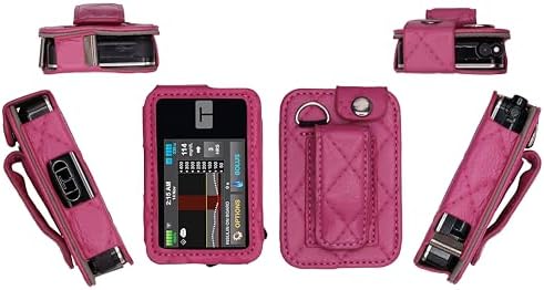 Premium Diamond Check Pattern Holster (with Belt Clip/Metal Loop/Lanyard) for Tandem Diabetes Care Insulin Pump T:Slim X2 (All Models) (HotPink)