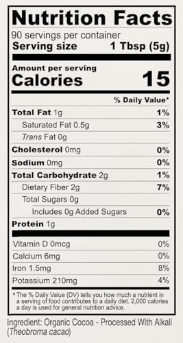 Anthony's Organic Culinary Grade Cocoa Powder, 1 lb, Dutch Processed Baking Cocoa, Gluten Free, Non GMO, Keto Friendly