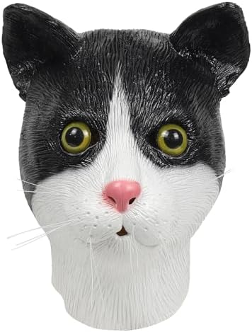 Cute Cat Mask, Novelty Funny Latex Adults Animal Full Head Mask for Halloween Costume Cosplay Party Props for Unisex
