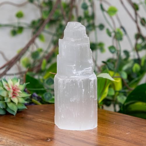 Down to Earth Selenite Iceberg Tower – Natural White Crystal for Energy Cleansing, Meditation, Reiki, Charging Stones & Home Décor – Polished Healing Crystal Tower (4" Iceberg)