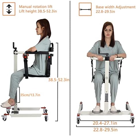 Patient Lift Transfer Nursing Lift Wheelchair, Toilet Transport Bathroom Shower Chair with Wheels for Handicap Elderly Seniors (Without Bedpan)