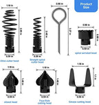FEITON 7PCS Drain Cleaner Combination Cutter Head Set,16mm Manganese Steel Spring Automatic Locking Drain Dredging Cutter Head Accessories for Drain Cleaning Machines