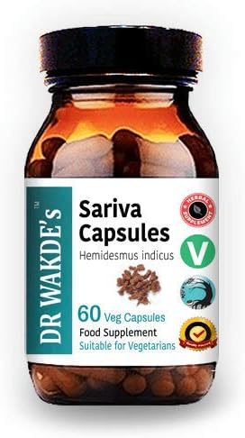 DR WAKDE'S Sariva Capsules (Hemidesmus indicus) I 100% Herbal I 60 Veggie Capsules I Ayurvedic Supplement
