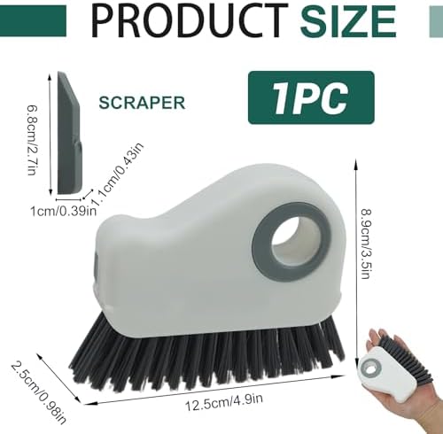 2-in-1 Window Groove Cleaning Brush, Handheld Crevice Cleaner Tool with Dustpan, Sliding Door Track Cleaning Brushes for Keyboard Blind Gap Corner Detail Sweeper Space