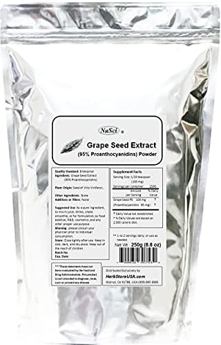 Grape Seed (Europe) Extract Powder Standardized 95% Proanthocyanidins OPC (100 Grams (3.52 oz)) Europe Grown GMO Free Non-Irradiated