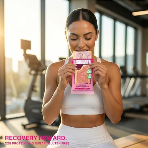 Legendary Foods 22g Protein Pastry 0g Added Sugar, Low Carb, Gluten Conscious, Keto Snack, Ideal for Glucose Management, Includes Whey Protein Isolate, 8 Pack Cherry Crumble