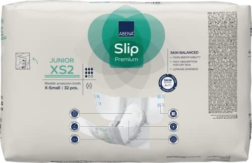 Abena Hypoallergenic Slip Junior Premium Incontinence Briefs, for Juniors Aged 5-15, Eco-Labeled, Level 2, 256 Count