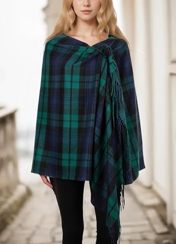 Achillea Oversized Scottish Tartan Plaid Shawl Wrap – Soft Cashmere Feel Winter Scarf, 80" x 30"