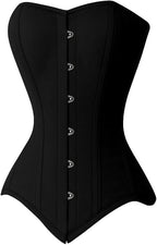Heavy Duty Double Steel Boned Overbust Corset | Black Cotton Shapewear | Waist Cincher & Posture Support