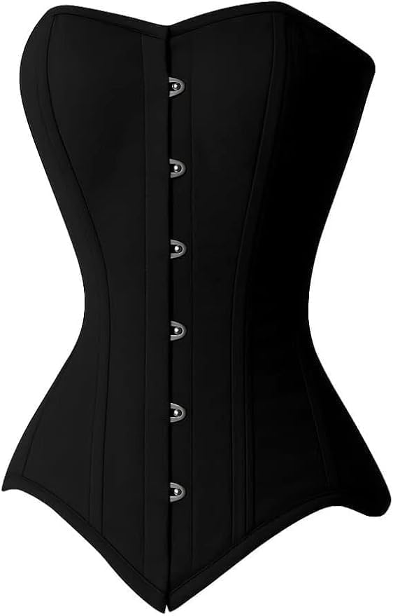 Heavy Duty Double Steel Boned Overbust Corset | Black Cotton Shapewear | Waist Cincher & Posture Support