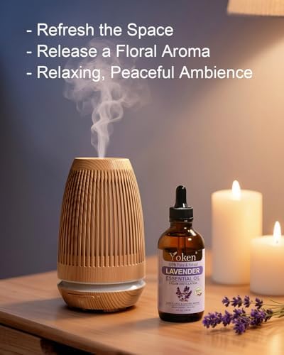 Yoken Lavender Essential Oil, 4 fl oz, Steam Distilled, Concentrated Formula with Soft Balanced Aroma, Without Added Fragrance
