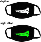 Cool Luminous Mouth Mask 4 Pack Unisex Cotton Black Face Mouth Mask-Glow