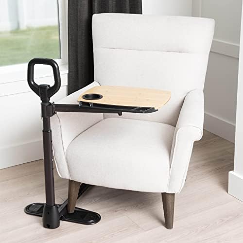 Able Life Able Tray Table, Adjustable Bamboo Swivel TV and Laptop Table & Stander BedCane, Adult Bed Rail and Support Handle, Height Adjustable Elderly Stand Assist with Organizer Pouch