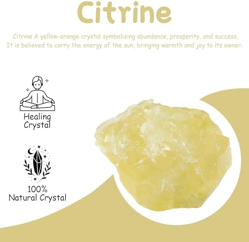 QINJIEJIE 2PCS Citrine Raw Crystals 1.8-2.2'' Rough Crystals Healing Stones Bulk Natural Large Crystal Stones for Tumbling Cabbing Handmade DIY Decoration Gifts Polishing Fountain Rocks