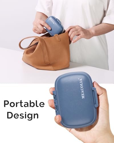 MEACOLIA 2 Pack 8 Compartments Travel Pill Organizer Box Moisture Proof Small Pill Case for Pocket Purse Daily Pill Holder Container for Medicine Vitamin (Dark Blue & Red)