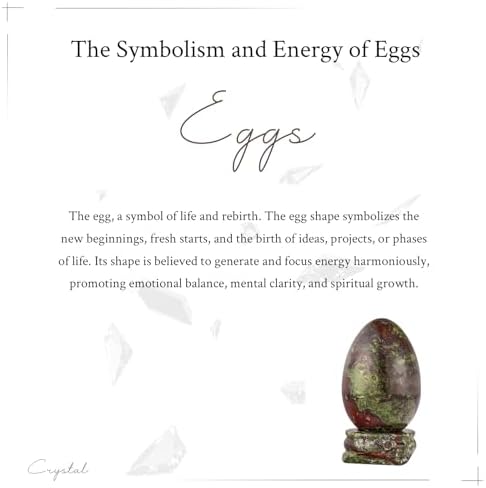 mookaitedecor Dragon Blood Jasper Crystal Egg with Stone Stand, Polished Gemstone Sphere Figurines for Divination and Home Decoration