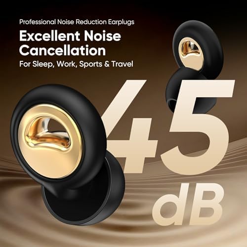 Ear Plugs for Sleeping, 45dB Ultra Soft Silicone Ear Plugs for Noise Reduction, Reusable Noise Cancelling Earplugs, 4-Pairs with Carrying Case for Side Sleep, Concert earplugs, Travel & Swimming
