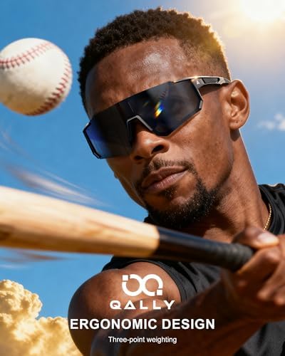 Polarized Sports Sunglasses for Men Women, UV400 Protection Mens Sunglasses Wrap Around Sun Glasses for Cycling Running