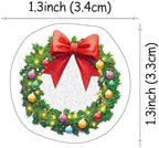 50 PCS Edible Christmas Wreath Cupcake Toppers with Berries and Red Bow Wafer Paper Christmas Wreath Cake Toppers Merry Xmas Party Decorations for Xmas Theme Baby Shower Birthday Party Decor Supplies