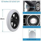 12 Inch Wheelchair Rear Wheel, 12 1/2x2 1/4 Solid Polyurethane Tire, Manual Wheelchairs Transport Chair Wheel Replacement Parts(Gray)