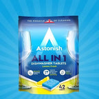 Astonish All In 1 Dishwasher Tablets - Household Cleaner Removes Grease, Grime, & Surface Stains - Dishwasher Soap with Salt & Rinse Aid, Cruelty Free Dishwasher Detergent, Lemon Fresh, 42 Pack