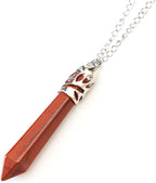 Natural Gemstone Bullet Drop Pendant Necklace Healing Crystal Stone Quartz Reiki Chakra Energy Rock 18 Inch 26 Inch Stainless Steel Chain Waterproof Women Jewelry