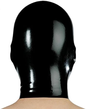 Latex Hood Mask with Full Face Closed Eyes Open Mouth and Nose Cosplay Party Latex Mask