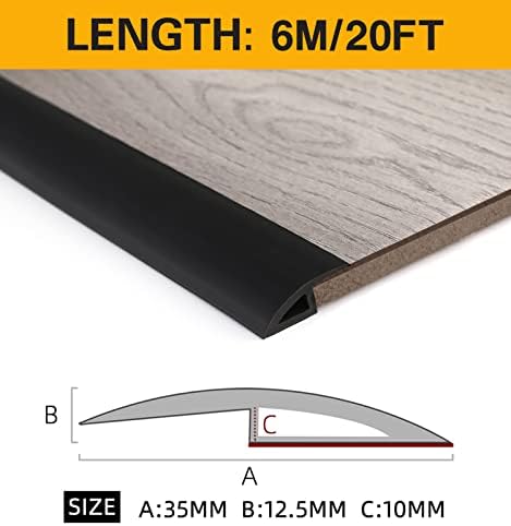 BNELL Carpet & Floor Edging Trim Strip,Self Adhesive-PVC Floor Transition Strip,Thresholds for Doorways with a Height Less Than 10 MM (20FT_Black)…