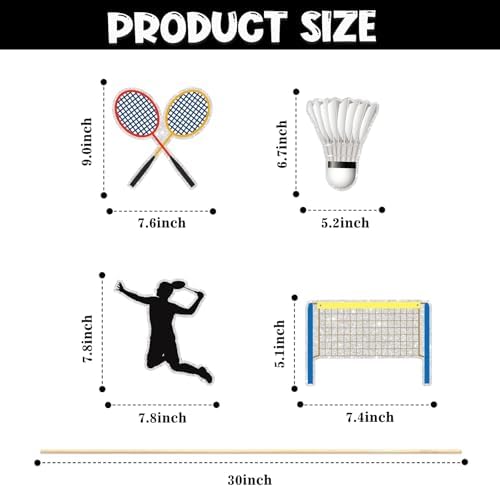 Set of 16,Badminton Theme Centerpiece Sticks,Boy Kid Birthday Table Toppers,Badminton Lovers Party Decorations, Sports Party Happy Birthday Cake Picks for Sportsman.
