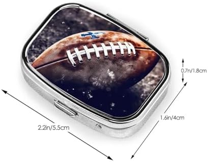 American Football Pill Box for Pocket or Purse, 2 Compartment Small Pill Case, Portable Travel Pill Organizer Daily Pill Container with Mirror Metal Medicine Case Unique Gift