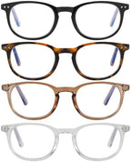 Reading Glasses for Women Men Square Oval Readers with Spring Hinge Anti UV Glare