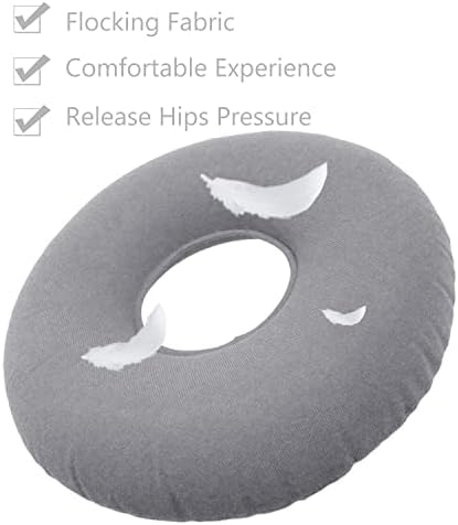 2 Pack Donut Pillow, Donut Cushion Seat, Inflatable Ring Cushion with A Pump, Hemorrhoid Seat Pillow, Round Wheelchairs Seat Cushion for for Home, Car or Office (15" Blue & Gray)
